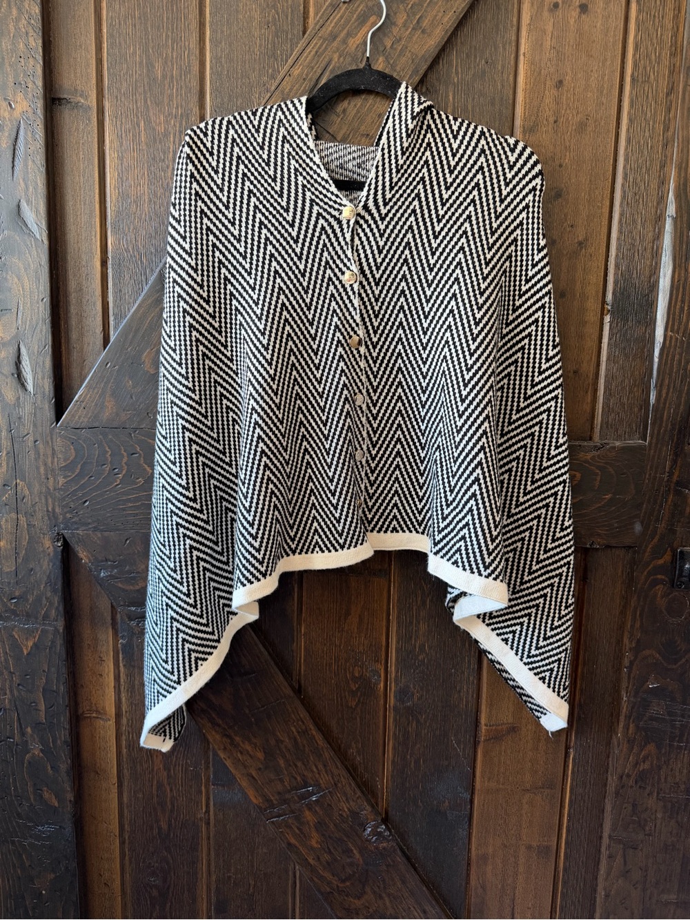 Made in Italy 50% Cashmere Wool Chevron Shawl Wrap Poncho Nursing Cover